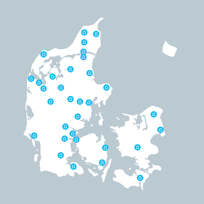Danmarkskort med medlemsforeninger